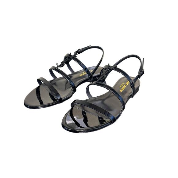 Saint Laurent NIB Cassandra Flat Sandal in Black Size 35.5 - Picture 3 of 11